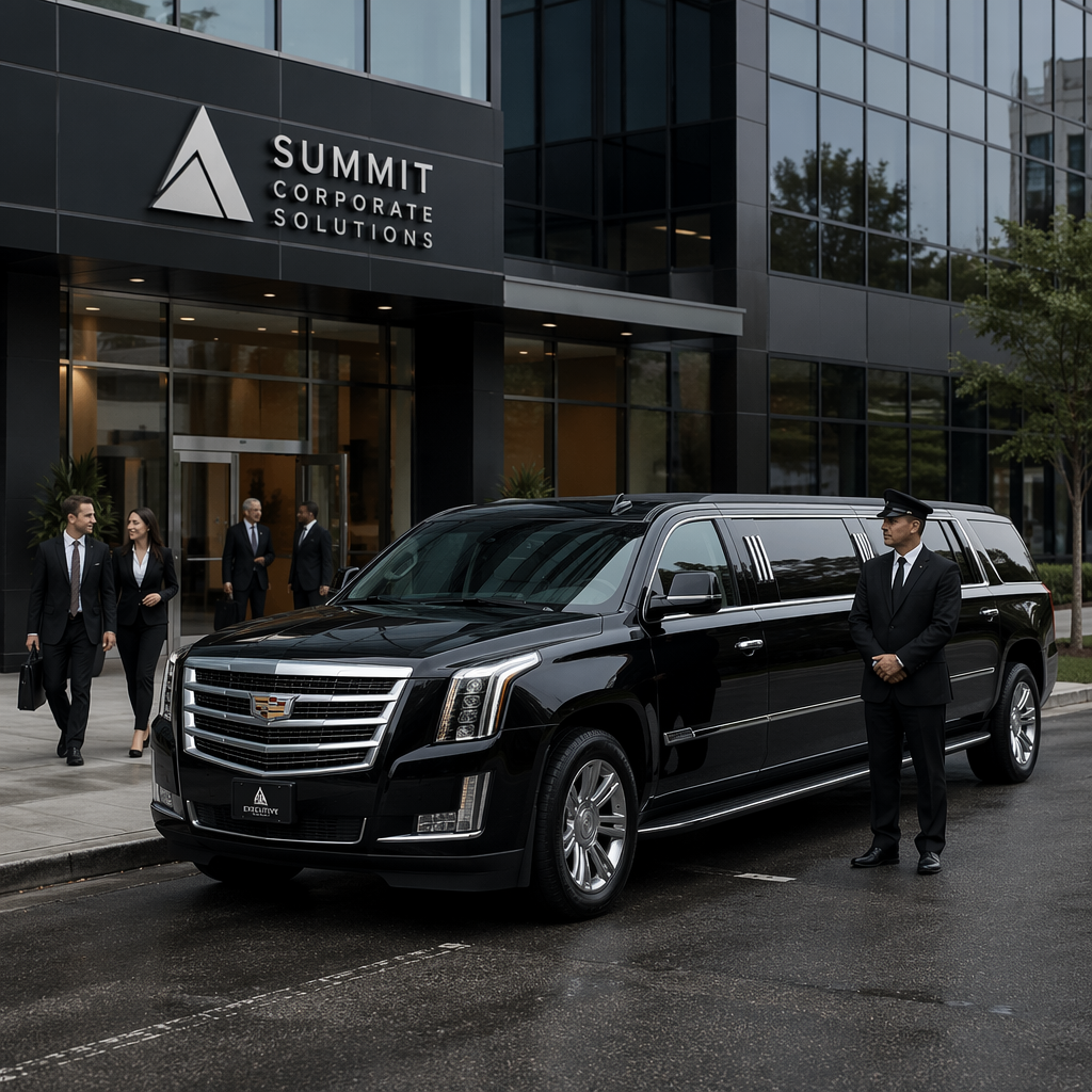 Black executive sedan and limousine for corporate clients